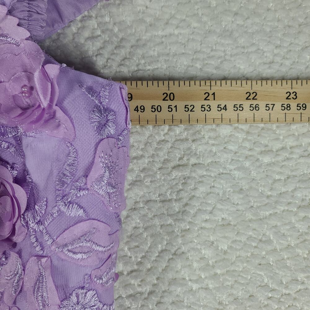 Formal Lace floral applique off shoulder gown w/Cape Lilac Wedding Size 16W - Picture 10 of 13